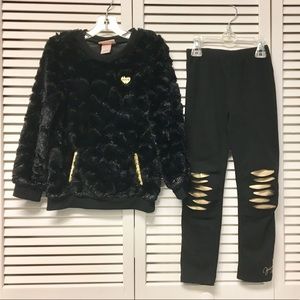 Juicy Couture Black and Gold Top and Leggings Set